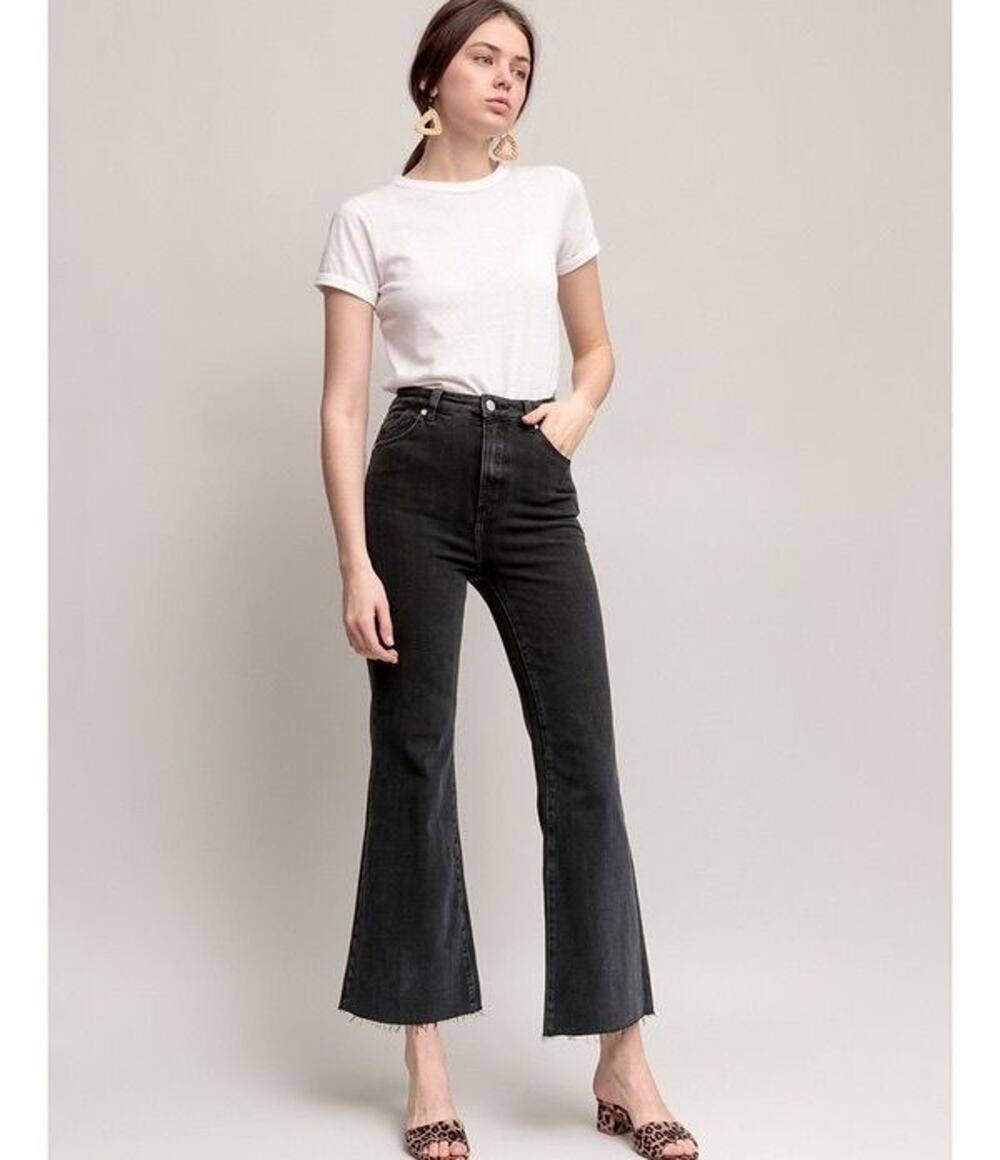 Rolla’s Eastcoast High Rise Crop Flare Jeans Black Size 28